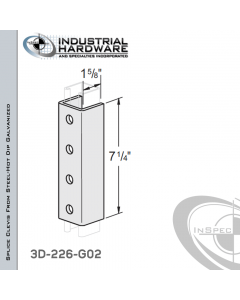 Splice Clevis From Steel-Hot Dip Galv. With 4-Holes For 1-5/8 in. Strut