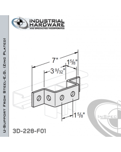 U-Support From Steel-E.G. (Zinc Plated) With 6-Holes For 3-1/4 in. Strut