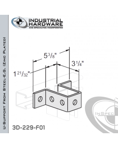 U-Support From Steel-E.G. (Zinc Plated) With 7-Holes For 3-1/4 in. Strut