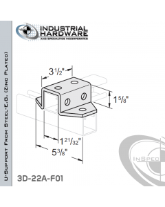 U-Support From Steel-E.G. (Zinc Plated) With 8-Holes For 1-5/8 in. Strut