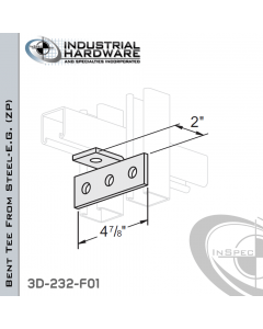 Bent Tee From Steel-E.G. (Zinc Plated) With 4-Holes