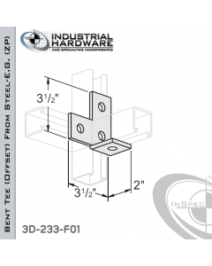 Bent Tee (Offset) From Steel-E.G. (Zinc Plated) With 4-Holes-Left-Hand