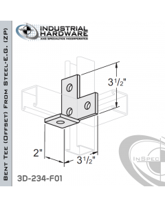 Bent Tee (Offset) From Steel-E.G. (Zinc Plated) With 4-Holes-Right-Hand