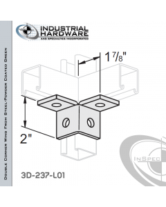 Double Corner Wing From Steel-Powder Coat Green With 4-Holes