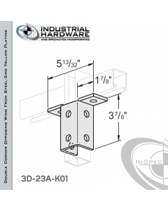 Double Corner Opposing Wing From Steel-Zinc Yellow Plating With 8-Holes