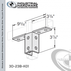 Double Corner Opposing Wing From Steel-Zinc Yellow Plating With 10-Holes