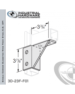 Single Corner Gusseted Wing From Steel-E.G. (Zinc Plated) With 4-Holes-Right-Hand