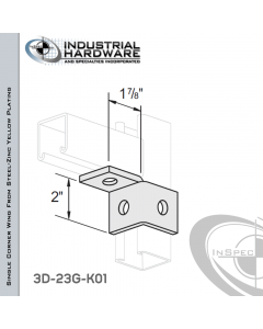 Single Corner Wing From Steel-Zinc Yellow Plating With 3-Holes-Left-Hand