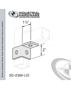 Single Corner Wing From Steel-Powder Coat Green With 3-Holes-Right-Hand