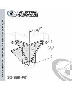 Triple Corner Gusseted Wing From Steel-E.G. (Zinc Plated) With 12-Holes