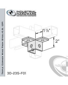 Triple Corner Wing From Steel-E.G. (Zinc Plated) With 6-Holes