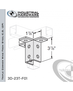 Triple Corner Wing From Steel-E.G. (Zinc Plated) With 9-Holes