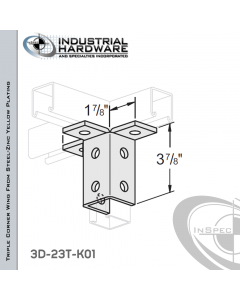 Triple Corner Wing From Steel-Zinc Yellow Plating With 9-Holes