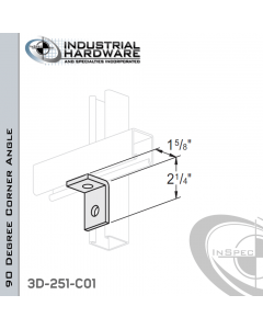 90 Degree Corner Angle From Stainless Type 316 With 2-1/4 in. Leg And 2-Holes