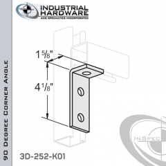 90 Degree Corner Angle From Steel-Zinc Yellow Plating With 4-1/8 in. Leg And 3-Holes