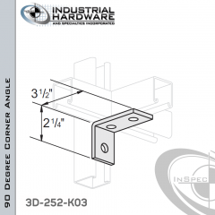 90 Degree Corner Angle From Steel-Zinc Yellow Plating With 2-1/4 in. Leg And 3-Holes