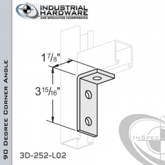 90 Degree Corner Angle From Steel-Powder Coat Green With 3-15/16 In Leg And 3-Holes