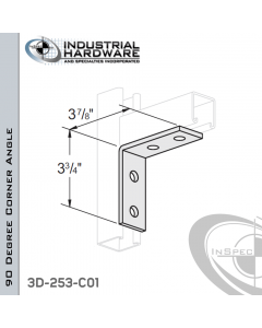 90 Degree Corner Angle From Stainless Type 316 With 3-3/4 in. Leg And 4-Holes