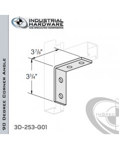 90 Degree Corner Angle From Steel-Hot Dip Galv. With 3-3/4 in. Leg And 4-Holes