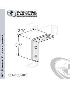 90 Degree Corner Angle From Steel-Zinc Yellow Plating With 3-3/4 in. Leg And 4-Holes