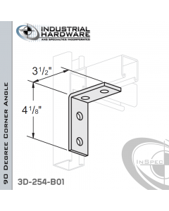 90 Degree Corner Angle 3-Way From Stainless Type 304 With 4-1/8 in. Leg And 4-Holes