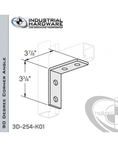 90 Degree Corner Angle 3-Way From Steel-Zinc Yellow Plating With 4-1/8 in. Leg And 4-Holes