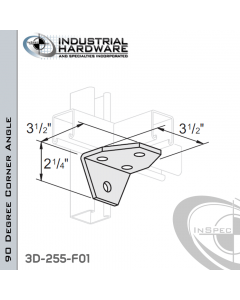 90 Degree Corner Angle Connector From Steel-E.G. (Zinc Plated) With 2-1/4 in. Leg And 4-Holes