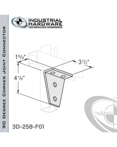 90 Degree Corner Joint Connector From Steel-E.G. (Zinc Plated) With 4-1/8 in. Leg And 4-Holes