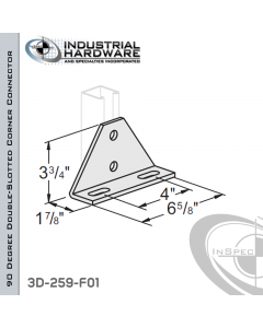 90 Degree Double-Slotted Corner Connector From Steel-E.G. (Zinc Plated) With 2-Holes X 6-5/8 in. Wide