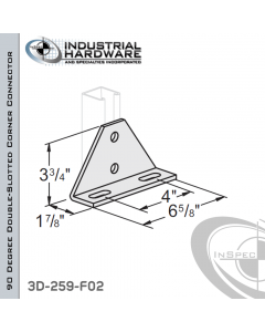 90 Degree Double-Slotted Corner Connector From Steel-E.G. (Zinc Plated) With 2-Holes X 8-5/8 in. Wide