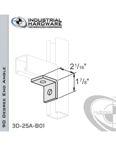 90 Degree End Angle From Stainless Type 304 With 1-7/8 in. Leg And 2-Holes