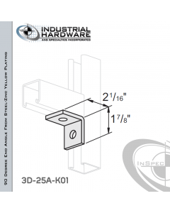 90 Degree End Angle From Steel-Zinc Yellow Plating With 1-7/8 in. Leg And 2-Holes