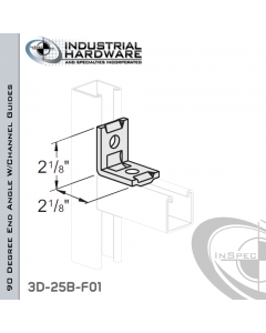 90 Degree End Angle W/Channel Guides From Steel-E.G. (Zinc Plated) With 2-1/8 in. Leg And 2-Holes