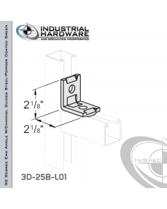 90 Degree End Angle W/Channel Guides From Steel-Powder Coat Green With 2-1/8 in. Leg And 2-Holes