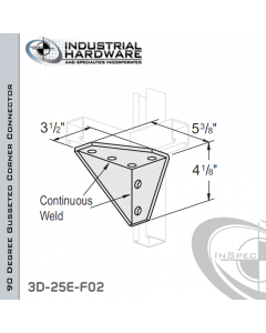 90 Degree Gusseted Corner Connector From Steel-E.G. (Zinc Plated) With 4-1/8 in. Leg And 6-Holes-Left-Hand