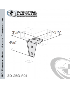 90 Degree Joint Angle Connector From Steel-E.G. (Zinc Plated) With 4-3/16 in. Leg And 5-Holes