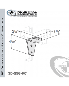 90 Degree Joint Angle Connector From Steel-Zinc Yellow Plating With 4-3/16 in. Leg And 5-Holes