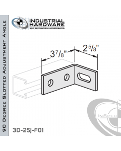 90 Degree Slotted Adjustment Angle From Steel-E.G. (Zinc Plated) With 3-7/8 in. Leg And 2-Holes