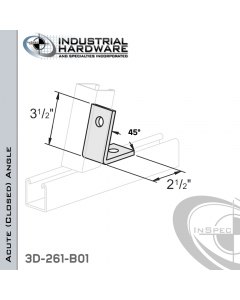 45 Degree Acute (Closed) Angle From Stainless Type 304 With 2-1/2 in. Leg And 2-Holes