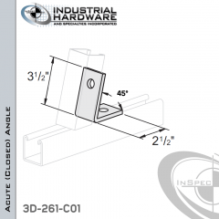 45 Degree Acute (Closed) Angle From Stainless Type 316 With 2-1/2 in. Leg And 2-Holes