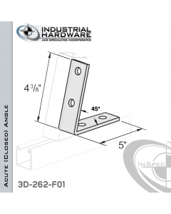 45 Degree Acute (Closed) Angle From Steel-E.G. (Zinc Plated) With 5 in. Leg And 4-Holes