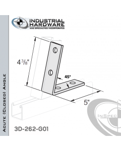 45 Degree Acute (Closed) Angle From Steel-Hot Dip Galv. With 5 in. Leg And 4-Holes