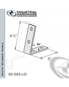 60 Degree Acute (Closed) Angle From Steel-Powder Coat Green With 2-1/2 in. Leg And 2-Holes