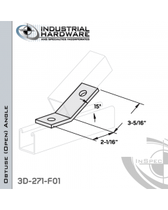 15 Degree Obtuse (Open) Angle From Steel-E.G. (Zinc Plated) With 3-5/16 in. Leg And 2-Holes