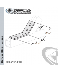 15 Degree Obtuse (Open) Angle From Steel-E.G. (Zinc Plated) With 3-1/2 in. Leg And 4-Holes