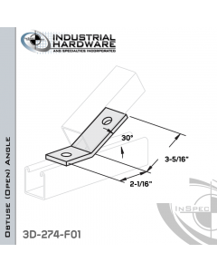 30 Degree Obtuse (Open) Angle From Steel-E.G. (Zinc Plated) With 3-5/16 in. Leg And 2-Holes