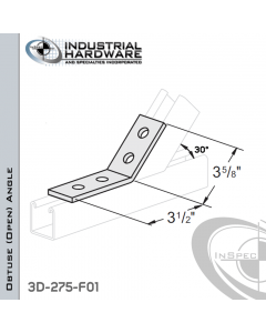 30 Degree Obtuse (Open) Angle From Steel-E.G. (Zinc Plated) With 3-1/2 in. Leg And 4-Holes