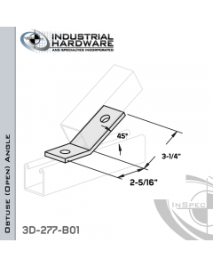 45 Degree Obtuse (Open) Angle From Stainless Type 304 With 3-1/4 in. Leg And 2-Holes