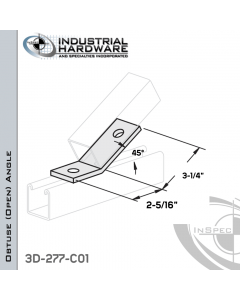 45 Degree Obtuse (Open) Angle From Stainless Type 316 With 3-1/4 in. Leg And 2-Holes