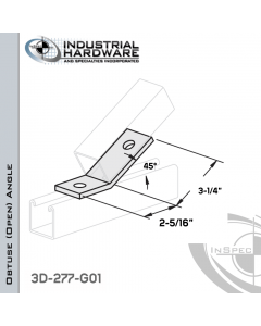 45 Degree Obtuse (Open) Angle From Steel-Hot Dip Galv. With 3-1/4 in. Leg And 2-Holes